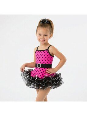 Girl's Custom Polka Dot Dance Costume Latin, Jazz, Tap, Musical Theater size 5-7
